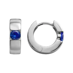 Designs By Gioelli Sterling Silver Lab-Created Sapphire Hoop Earrings