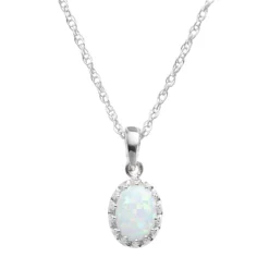 Designs By Gioelli Sterling Silver Lab-Created Opal Oval Pendant