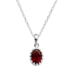 Designs By Gioelli Sterling Silver Garnet Oval Pendant