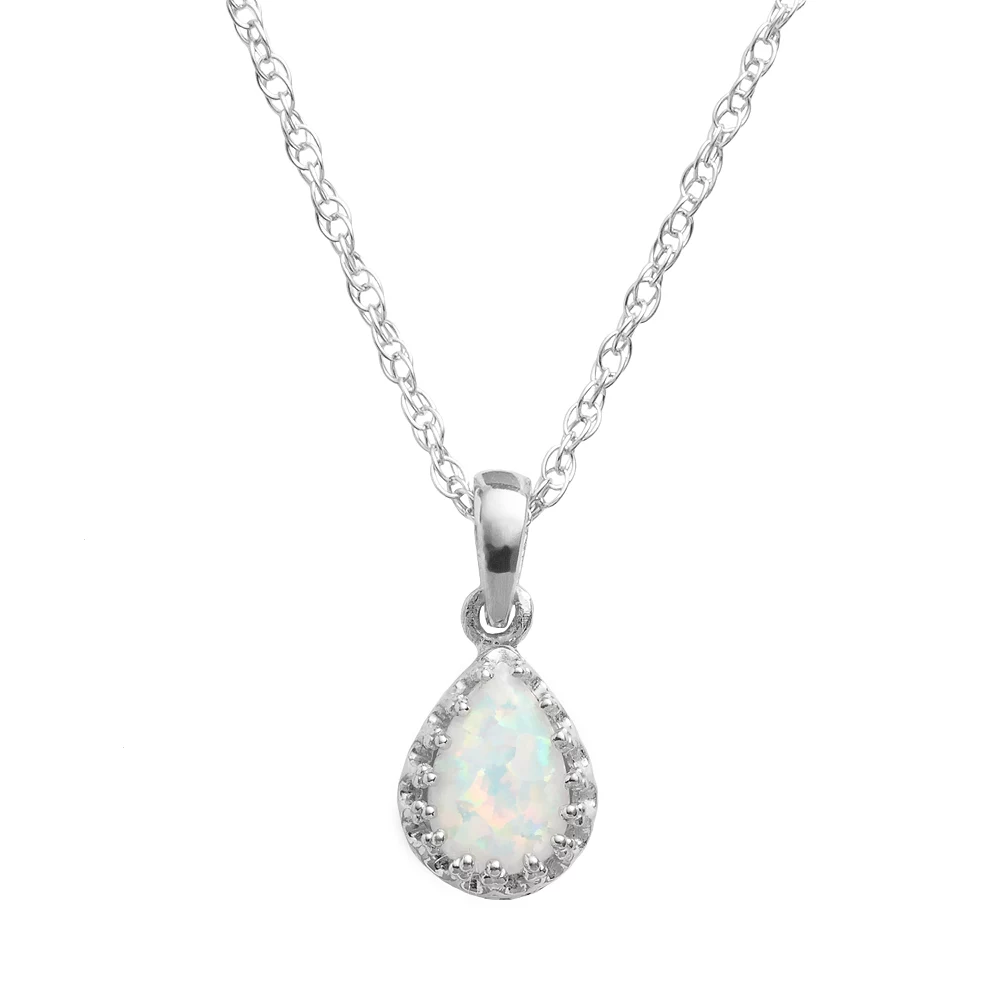 Designs By Gioelli Sterling Silver Lab-Created Opal Teardrop Pendant 3 Designs By Gioelli Sterling Silver Lab-Created Opal Teardrop Pendant