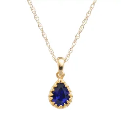 Designs By Gioelli 14k Gold Over Silver Lab-Created Sapphire Teardrop Pendant