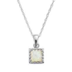 Designs By Gioelli Sterling Silver Lab-Created Opal Square Pendant