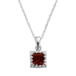 Designs By Gioelli Sterling Silver Garnet Square Pendant
