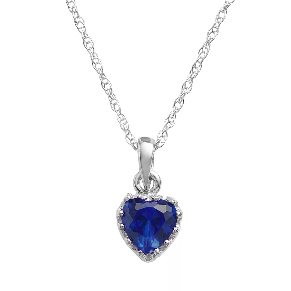 Designs By Gioelli Sterling Silver Lab-Created Sapphire Heart Crown Pendant 3 Designs By Gioelli Sterling Silver Lab-Created Sapphire Heart Crown Pendant