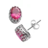 Designs By Gioelli Sterling Silver Lab-Created Ruby Oval Crown Stud Earrings -Designs By Gioelli Jewelry 1526340