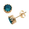 Designs By Gioelli 14k Gold Over Silver London Blue Topaz Crown Stud Earrings