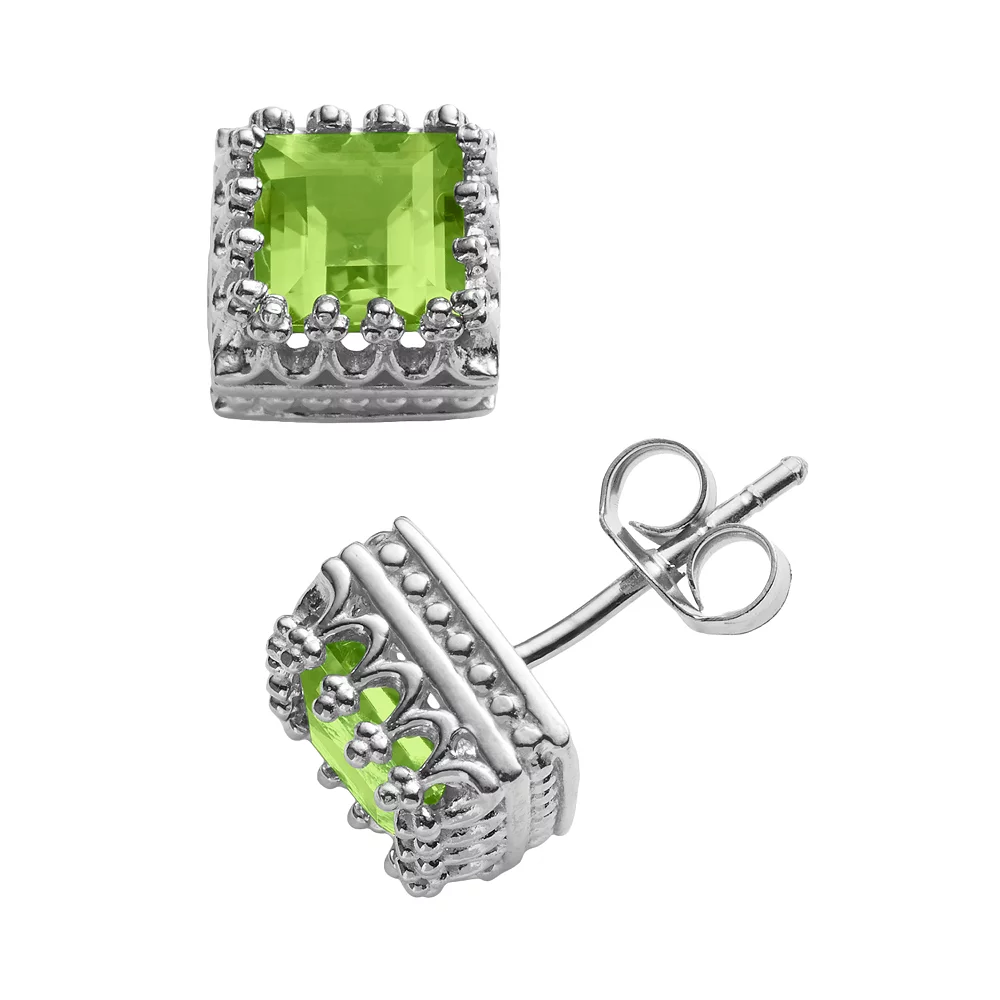 Designs By Gioelli Sterling Silver Genuine Peridot Crown Stud Earrings 3 Designs By Gioelli Sterling Silver Genuine Peridot Crown Stud Earrings