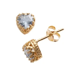 Designs By Gioelli 14k Gold Over Silver Lab-Created Aquamarine Heart Crown Stud Earrings