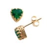 Designs By Gioelli 14k Gold Over Silver Lab-Created Emerald Heart Crown Stud Earrings