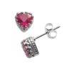 Designs By Gioelli Sterling Silver Lab-Created Ruby Heart Crown Stud Earrings -Designs By Gioelli Jewelry 1526576
