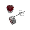 Designs By Gioelli Sterling Silver Garnet Heart Crown Stud Earrings -Designs By Gioelli Jewelry 1526600