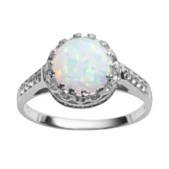 Designs By Gioelli Sterling Silver Lab-Created Opal And Lab-Created White Sapphire Crown Ring