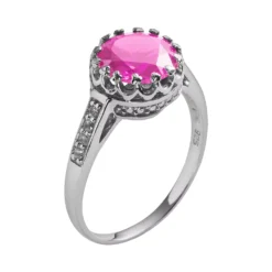 Designs By Gioelli Sterling Silver Lab-Created Pink Sapphire And Lab-Created White Sapphire Crown Ring -Designs By Gioelli Jewelry 1526630 ALT