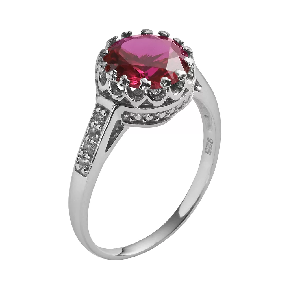 Designs By Gioelli Sterling Silver Lab-Created Ruby And Lab-Created White Sapphire Crown Ring 4 Designs By Gioelli Sterling Silver Lab-Created Ruby And Lab-Created White Sapphire Crown Ring - Image 2