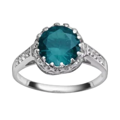 Designs By Gioelli Sterling Silver London Blue Topaz And Lab-Created White Sapphire Crown Ring
