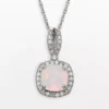 Designs By Gioelli Sterling Silver Lab-Created Opal And Lab-Created White Sapphire Square Halo Pendant -Designs By Gioelli Jewelry 1669000