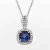 Designs By Gioelli Sterling Silver Lab-Created Blue And White Sapphire Square Halo Pendant -Designs By Gioelli Jewelry 1669345
