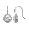 Designs By Gioelli Sterling Silver Lab-Created White Sapphire Halo Drop Earrings -Designs By Gioelli Jewelry 1669463