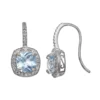 Designs By Gioelli Sterling Silver Lab-Created Aquamarine And Lab-Created White Sapphire Halo Drop Earrings -Designs By Gioelli Jewelry 1669473