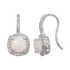 Designs By Gioelli Sterling Silver Lab-Created Opal And Lab-Created White Sapphire Halo Drop Earrings -Designs By Gioelli Jewelry 1669474