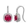 Designs By Gioelli Sterling Silver Lab-Created Ruby And Lab-Created White Sapphire Halo Drop Earrings -Designs By Gioelli Jewelry 1669477