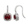 Designs By Gioelli Sterling Silver Garnet And Lab-Created White Sapphire Halo Drop Earrings -Designs By Gioelli Jewelry 1669481