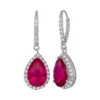 Designs By Gioelli Lab-Created Ruby And Lab-Created White Sapphire Sterling Silver Halo Teardrop Earrings -Designs By Gioelli Jewelry 1669582