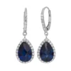 Designs By Gioelli Lab-Created Blue And White Sapphire Sterling Silver Halo Teardrop Earrings