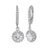 Designs By Gioelli Lab-Created White Sapphire Sterling Silver Halo Drop Earrings -Designs By Gioelli Jewelry 1669597