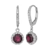 Designs By Gioelli Garnet And Lab-Created White Sapphire Sterling Silver Halo Drop Earrings