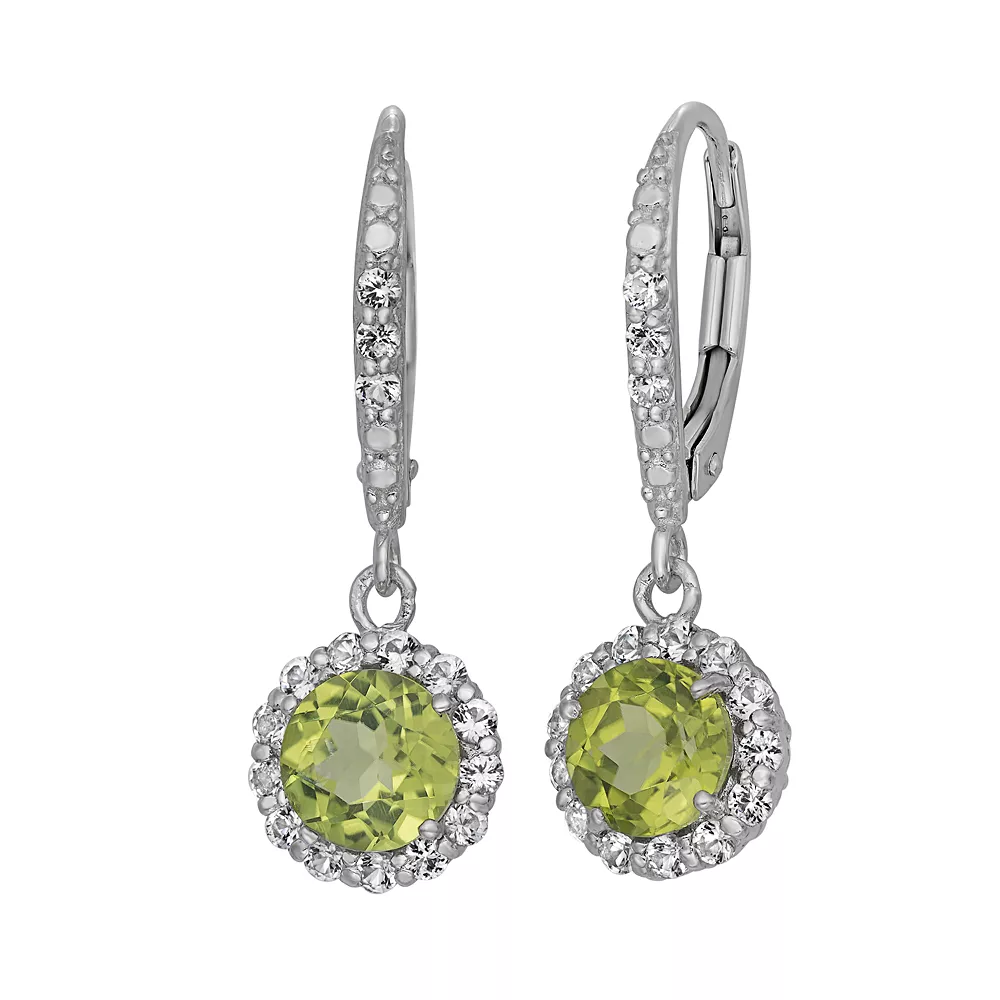 Designs By Gioelli Peridot And Lab-Created White Sapphire Sterling Silver Halo Drop Earrings 3 Designs By Gioelli Peridot And Lab-Created White Sapphire Sterling Silver Halo Drop Earrings