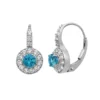 Designs By Gioelli London Blue Topaz And Lab-Created White Sapphire Sterling Silver Halo Drop Earrings -Designs By Gioelli Jewelry 1669654