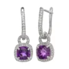 Designs By Gioelli Sterling Silver Amethyst And Lab-Created White Sapphire Square Halo Drop Earrings -Designs By Gioelli Jewelry 1669745