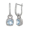 Designs By Gioelli Sterling Silver Lab-Created Aquamarine And Lab-Created White Sapphire Square Halo Drop Earrings -Designs By Gioelli Jewelry 1669746