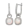 Designs By Gioelli Sterling Silver Lab-Created Opal And Lab-Created White Sapphire Square Halo Drop Earrings -Designs By Gioelli Jewelry 1669748