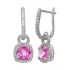 Designs By Gioelli Sterling Silver Lab-Created Pink And White Sapphire Square Halo Drop Earrings 1 Designs By Gioelli Sterling Silver Lab-Created Pink And White Sapphire Square Halo Drop Earrings -Designs By Gioelli Jewelry 1669749