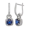 Designs By Gioelli Sterling Silver Lab-Created Blue And White Sapphire Square Halo Drop Earrings -Designs By Gioelli Jewelry 1669752
