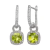 Designs By Gioelli Sterling Silver Peridot And Lab-Created White Sapphire Square Halo Drop Earrings -Designs By Gioelli Jewelry 1669767