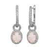 Designs By Gioelli Sterling Silver Lab-Created Opal And Lab-Created White Sapphire Oval Halo Drop Earrings -Designs By Gioelli Jewelry 1669774