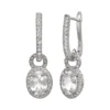 Designs By Gioelli Sterling Silver Lab-Created White Sapphire Oval Halo Drop Earrings -Designs By Gioelli Jewelry 1669787
