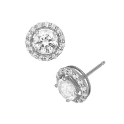 Designs By Gioelli Lab-Created White Sapphire Sterling Silver Halo Stud Earrings