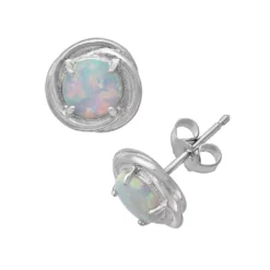 Designs By Gioelli Sterling Silver Lab-Created Opal Swirl Stud Earrings
