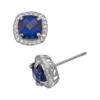Designs By Gioelli Sterling Silver Lab-Created Blue And White Sapphire Halo Stud Earrings -Designs By Gioelli Jewelry 1669840