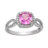 Designs By Gioelli Sterling Silver Lab-Created Pink Sapphire And Lab-Created White Sapphire Halo Ring -Designs By Gioelli Jewelry 1669903