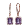 Designs By Gioelli Amethyst And Lab-Created White Sapphire 14k Rose Gold Over Silver Drop Earrings