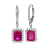 Designs By Gioelli Sterling Silver Lab-Created Ruby And Lab-Created White Sapphire Rectangular Halo Drop Earrings -Designs By Gioelli Jewelry 1756599