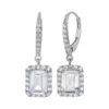 Designs By Gioelli Sterling Silver Lab-Created White Sapphire Rectangular Halo Drop Earrings -Designs By Gioelli Jewelry 1756618
