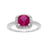 Designs By Gioelli Sterling Silver Lab-Created Ruby And Diamond Accent Square Halo Ring 1 Designs By Gioelli Sterling Silver Lab-Created Ruby And Diamond Accent Square Halo Ring -Designs By Gioelli Jewelry 1797307