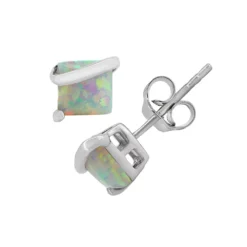 Designs By Gioelli Lab-Created Opal Sterling Silver Stud Earrings