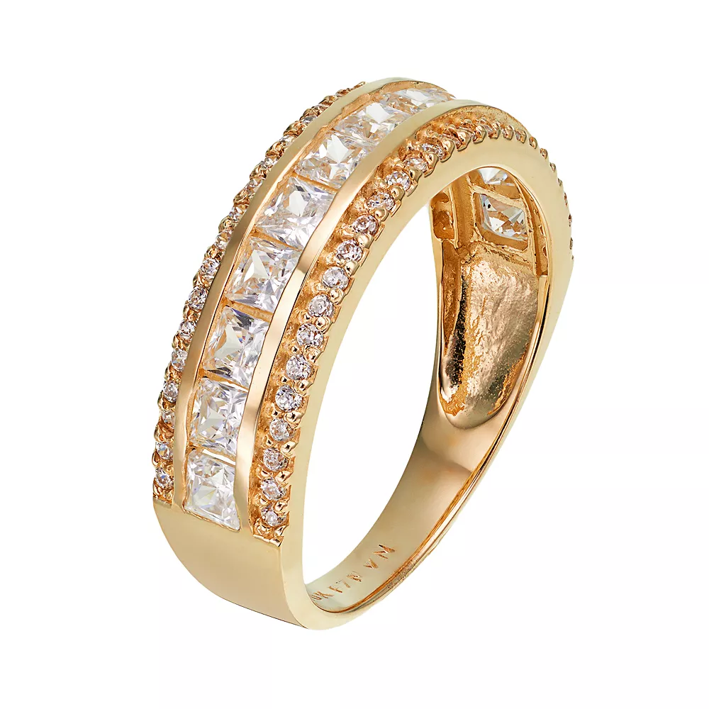Designs By Gioelli Cubic Zirconia 10k Gold 3-Row Ring 4 Designs By Gioelli Cubic Zirconia 10k Gold 3-Row Ring - Image 2